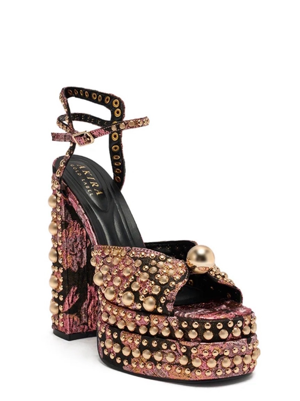 AKIRA Pink Rose Gold Studded Platform Sandal